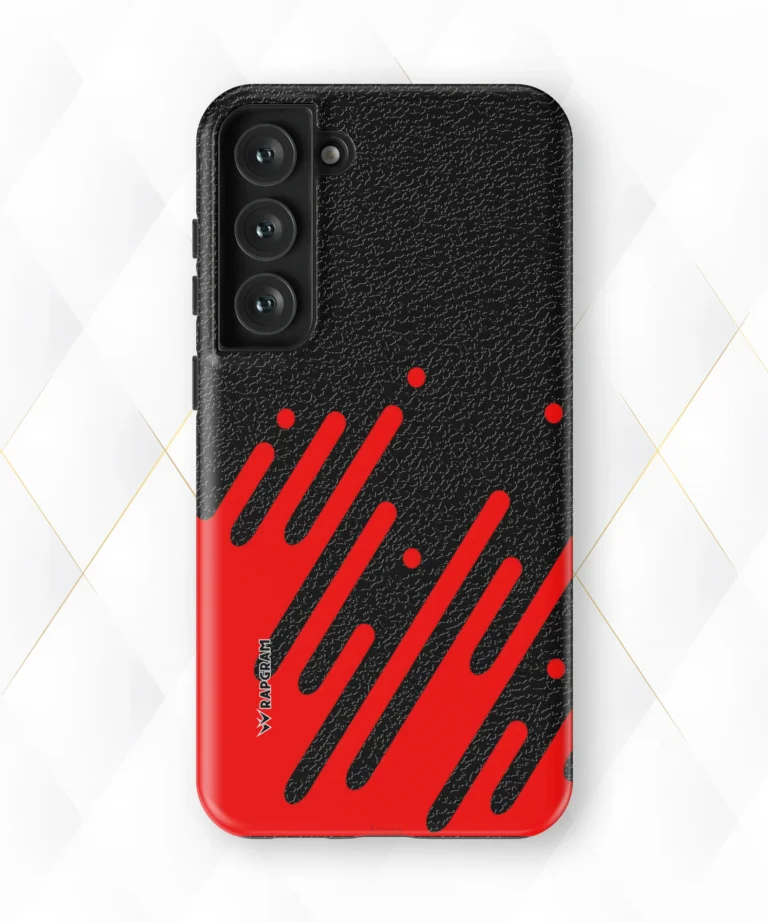 Red Splash Black Leather Case