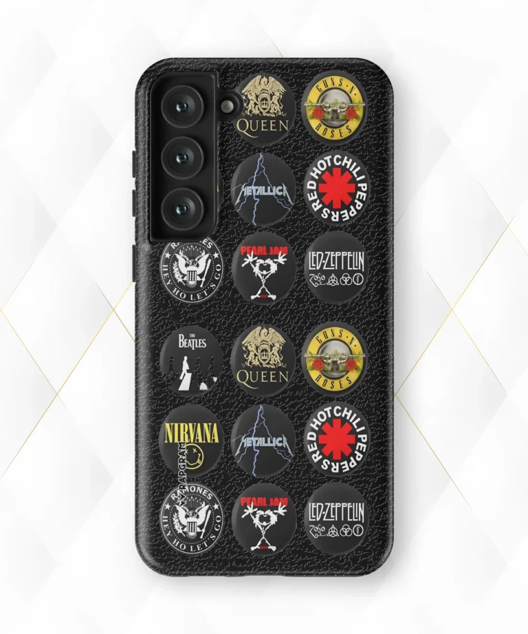 Rock Badges Black Leather Case