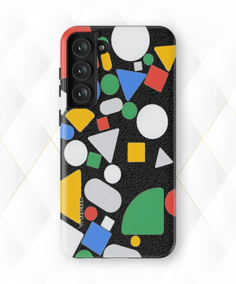 Color Shapes Black Leather Case