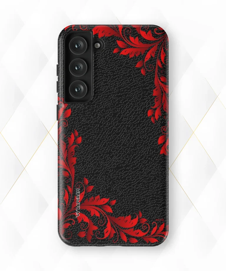 Red Ferns Black Leather Case