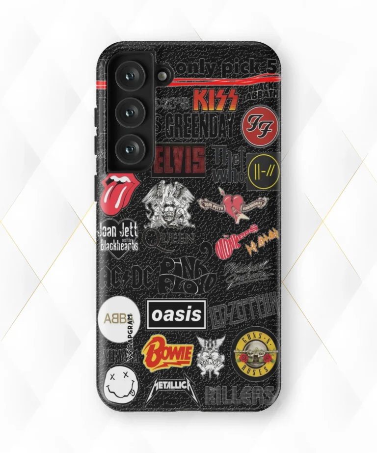 Rock Collage Black Leather Case