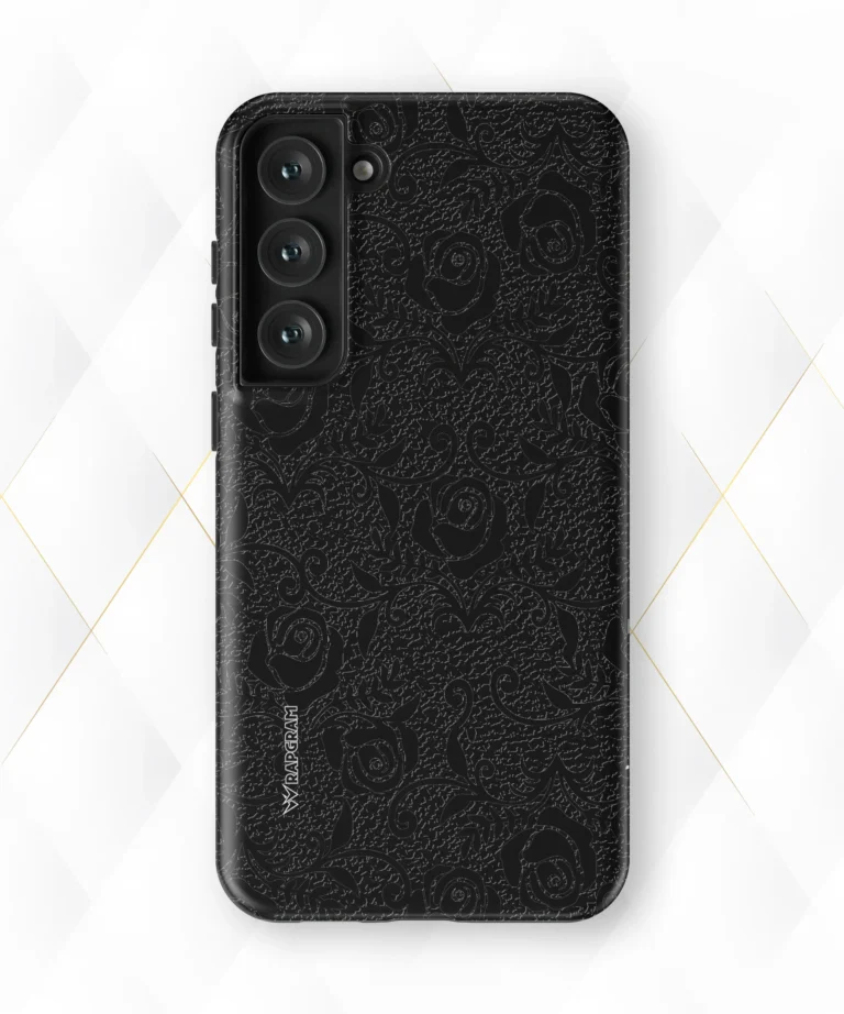 Rose Patterns Black Leather Case