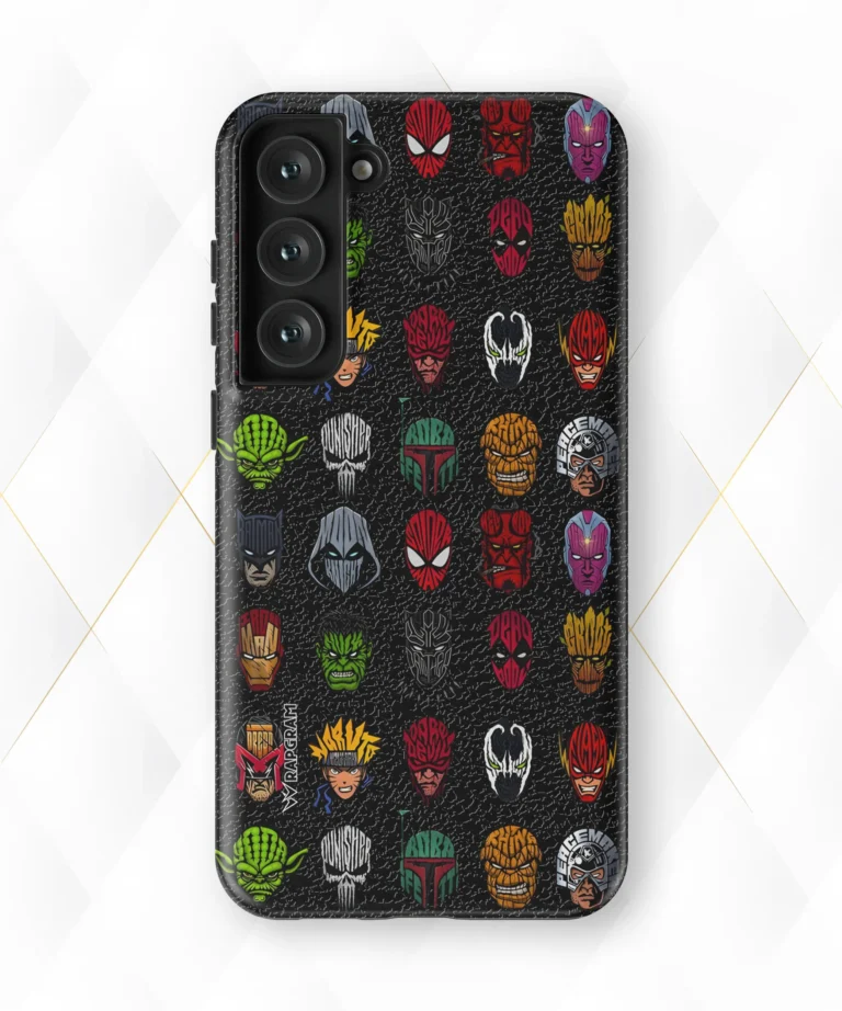 Masked Heroes Black Leather Case