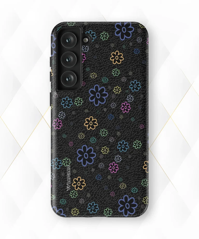 Petal Drops Black Leather Case