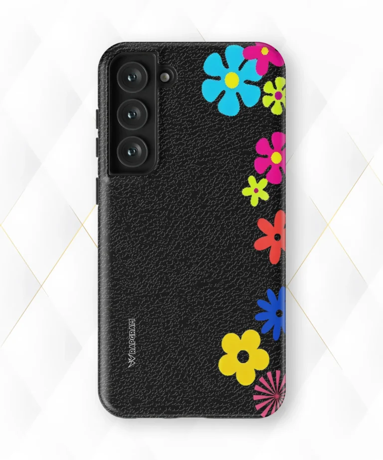 Side Floral Black Leather Case