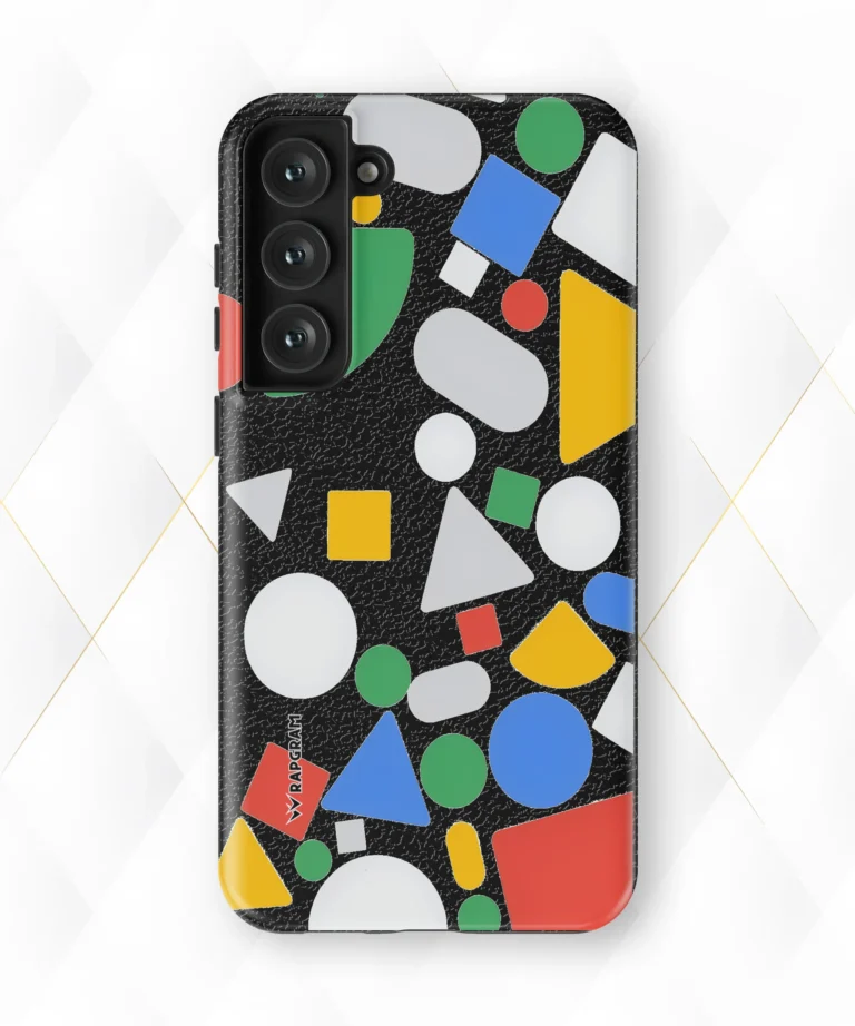 Colored Shapes Black Leather Case