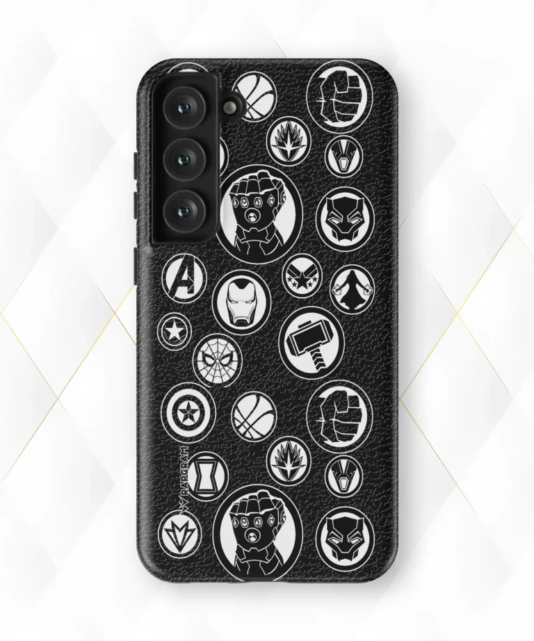 Avengers Badges Black Leather Case