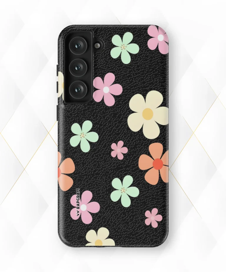 Cute Petals Black Leather Case