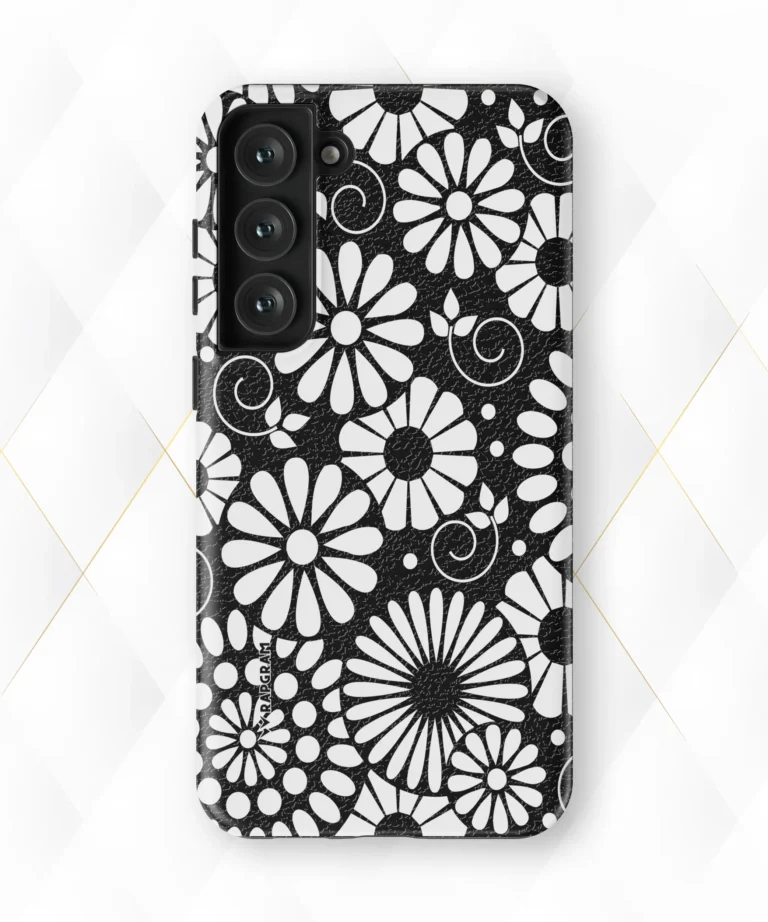 Mono Flowers Black Leather Case