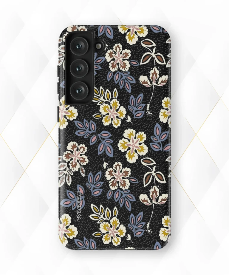 Dual Flowers Black Leather Case