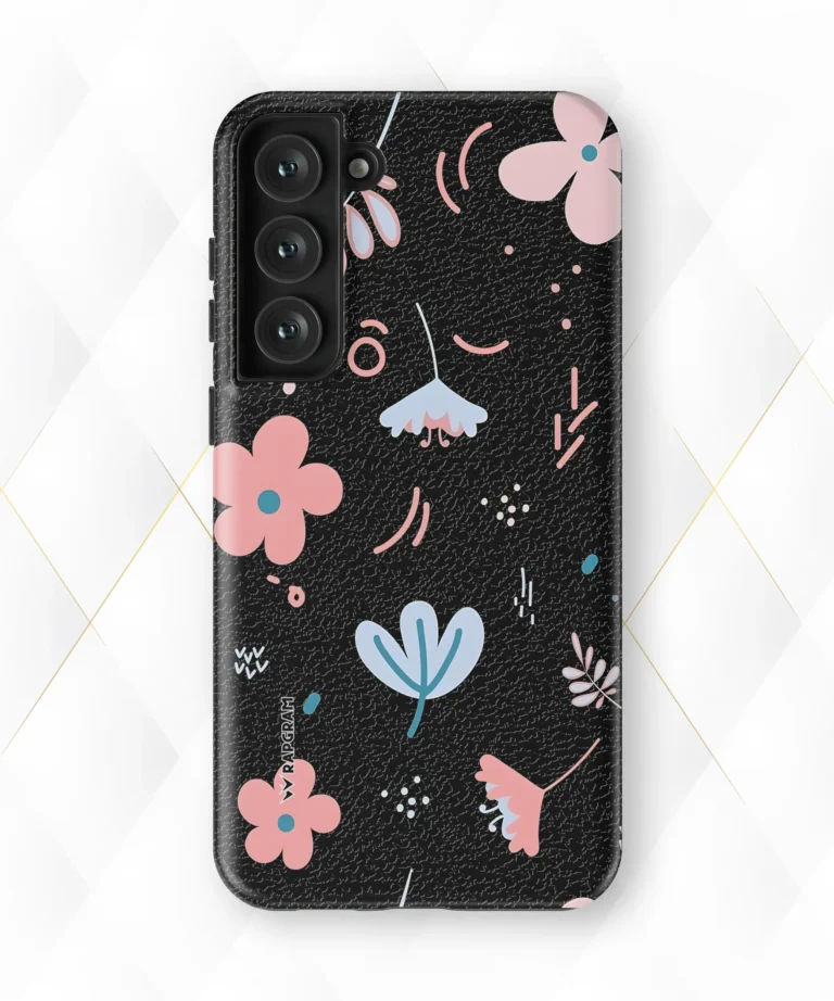 Raining Petals Black Leather Case