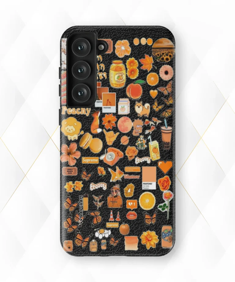 Peachy Snacks Black Leather Case