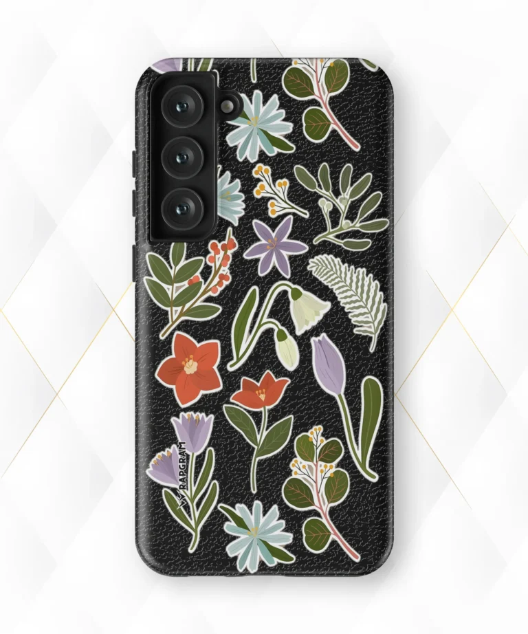 Violet Tulips Black Leather Case