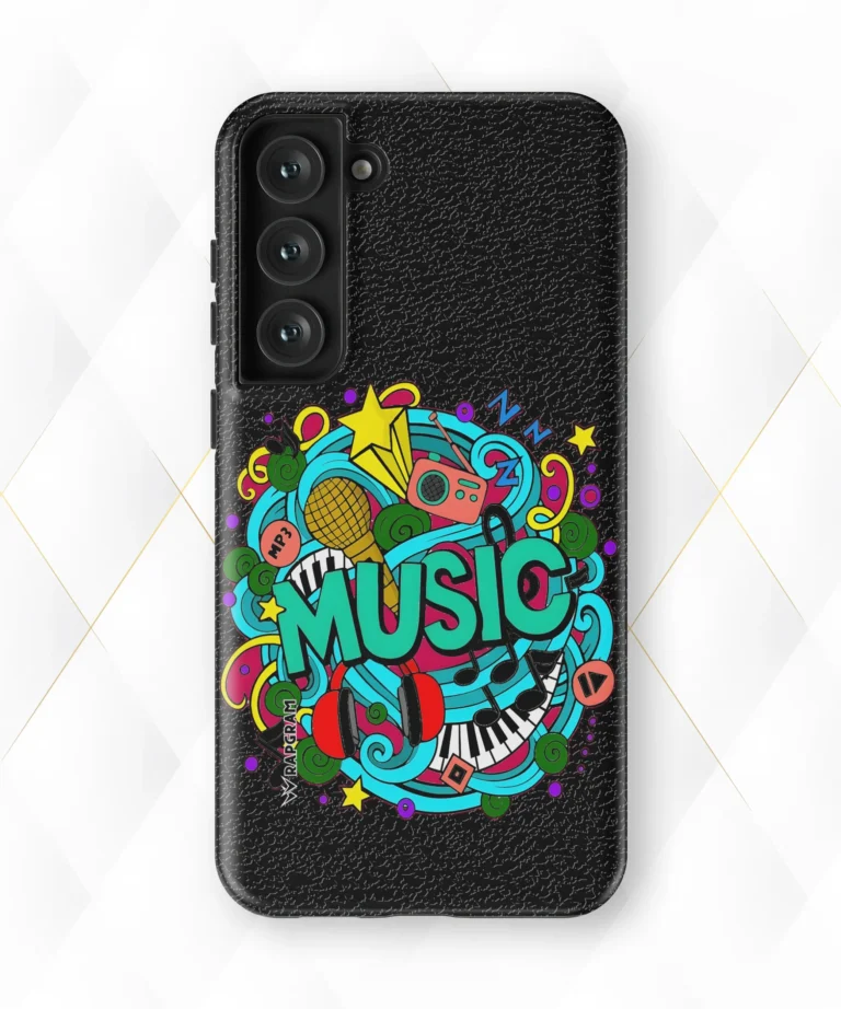 Music Swirls Black Leather Case