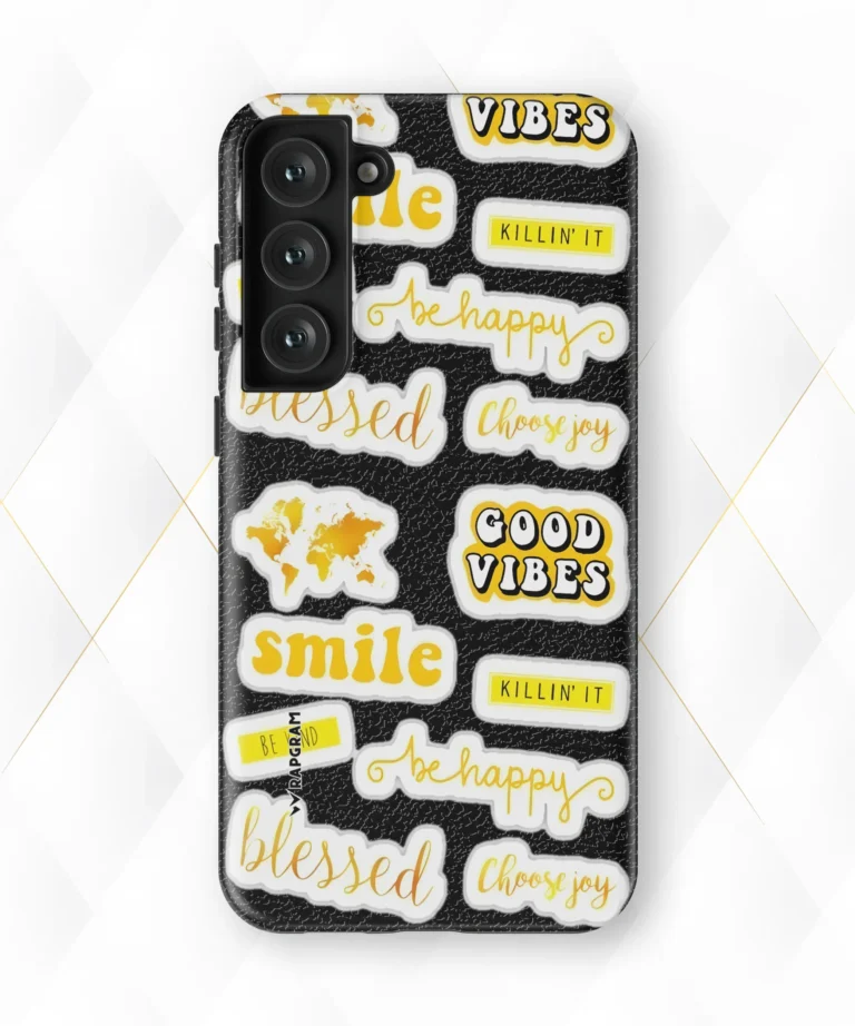 Yellow Blessed Black Leather Case