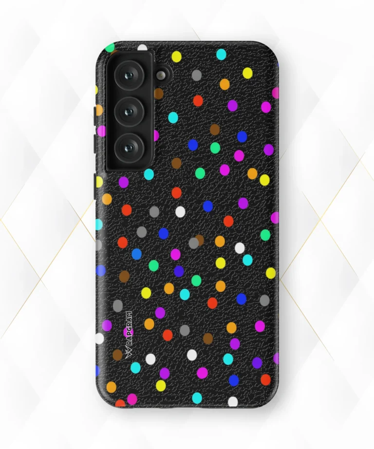 Pop Dots Black Leather Case