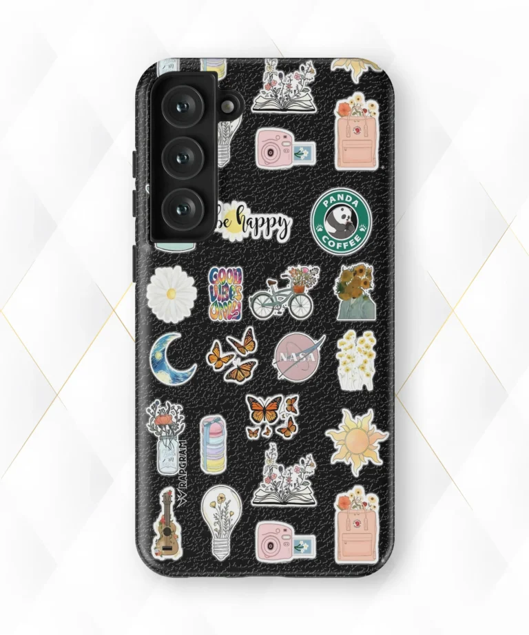 Be Happy Black Leather Case