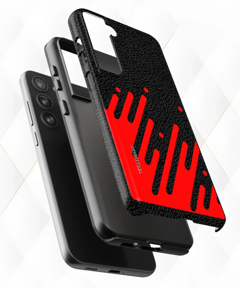 Red Splash Black Leather Case