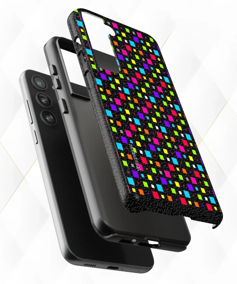 Colored Checkers Black Leather Case