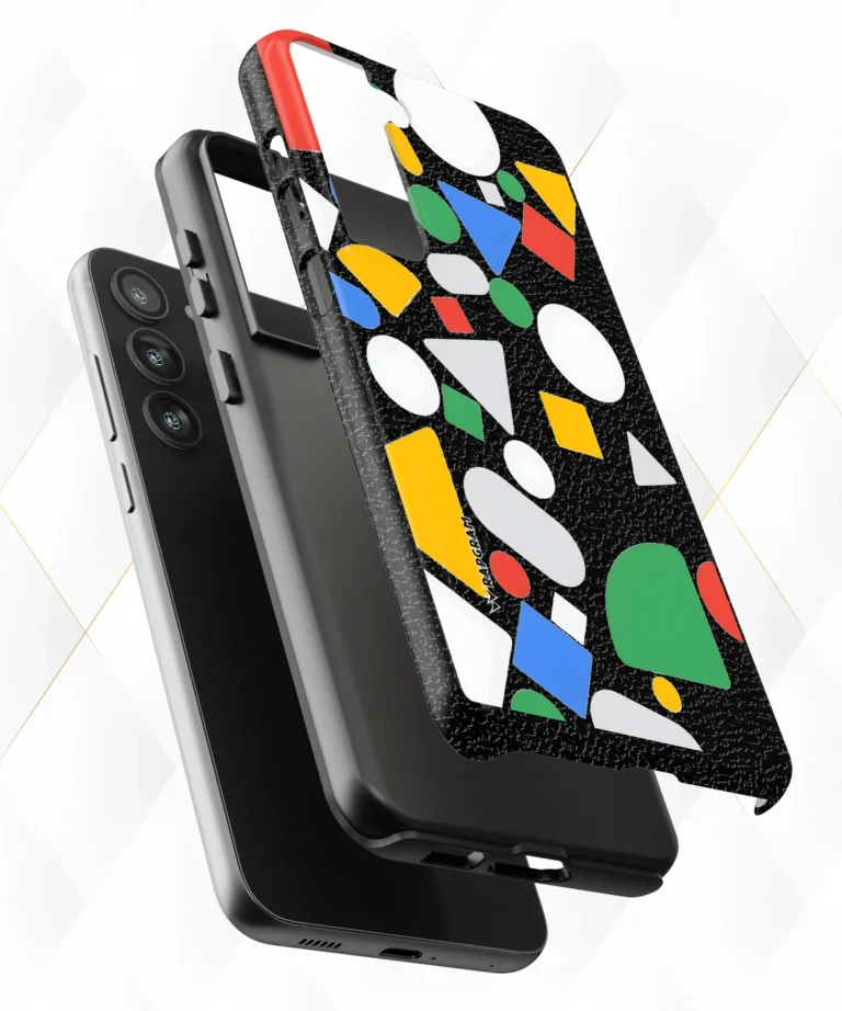 Color Shapes Black Leather Case