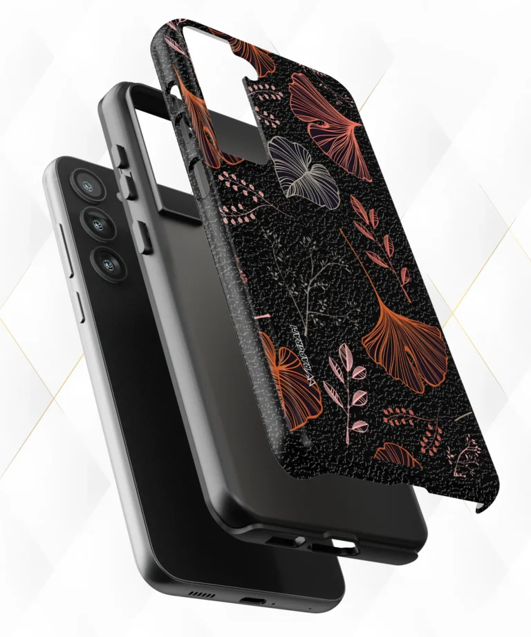 Black Leaves Black Leather Case