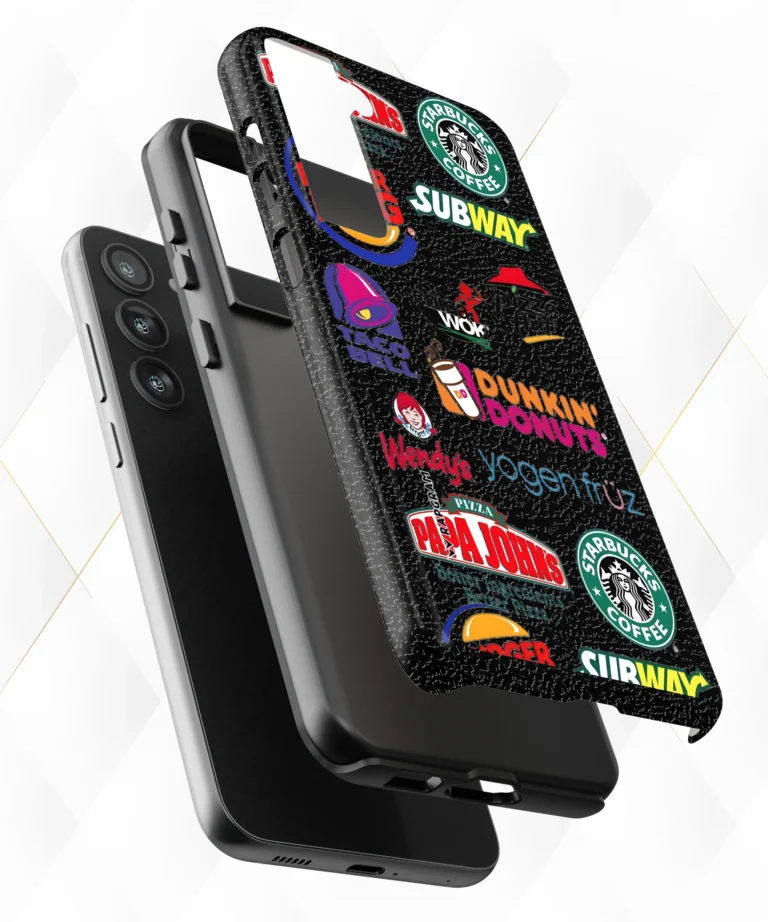 Fastfood Chains Black Leather Case