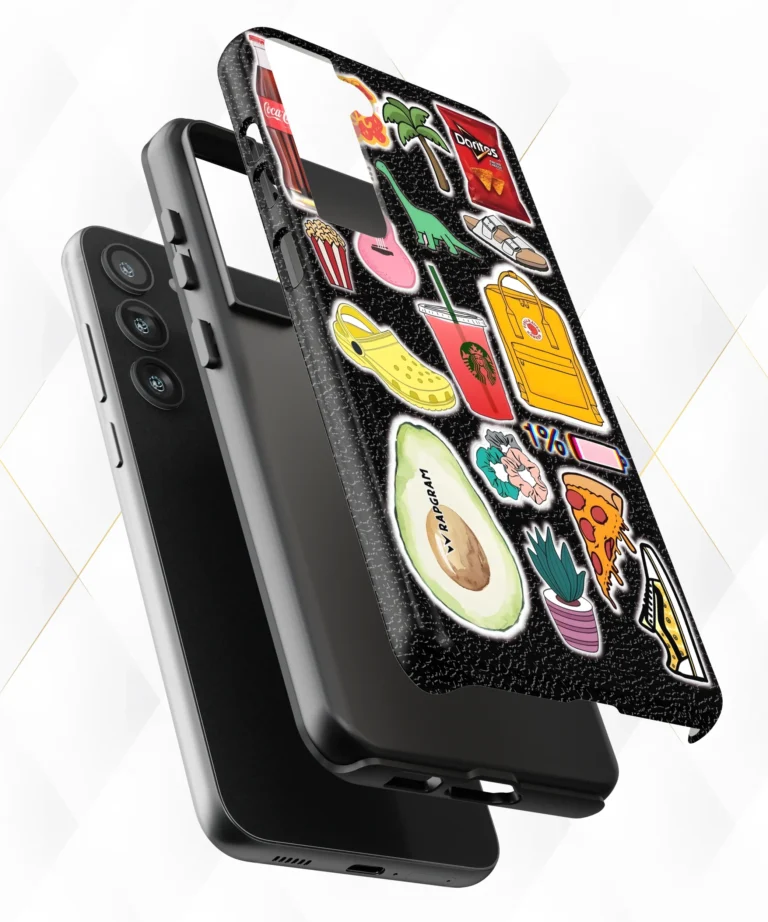 Drinks Snacks Black Leather Case