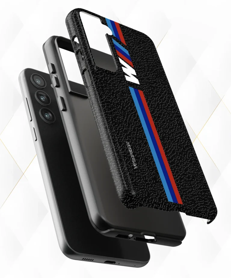 3Striped Black Leather Case