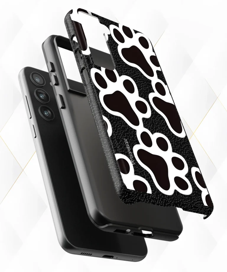 Dog Paws Black Leather Case