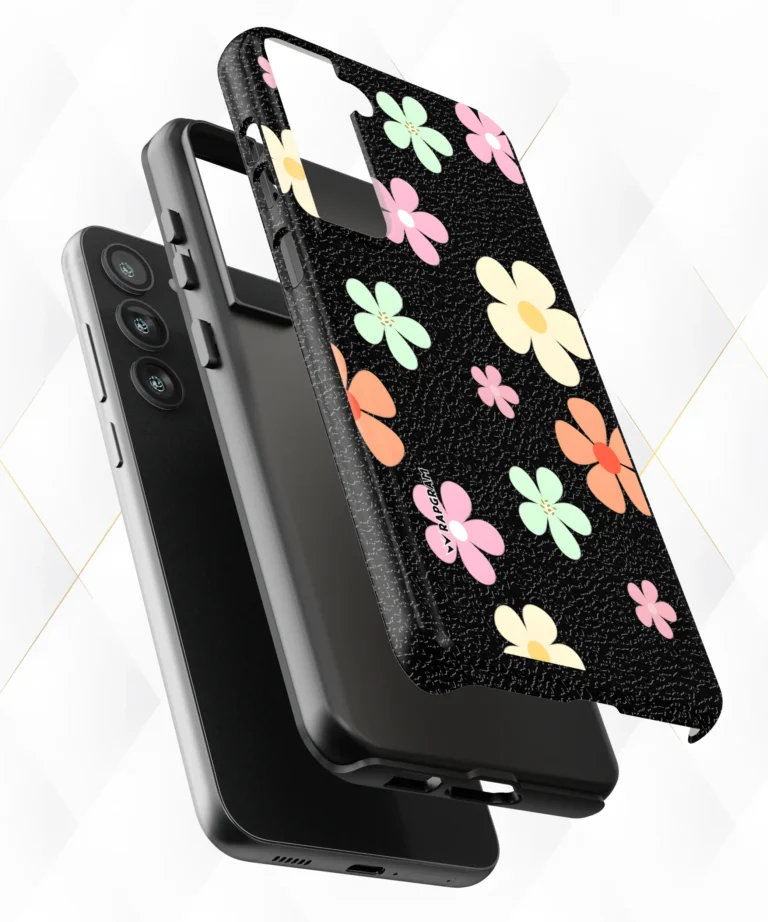 Cute Petals Black Leather Case