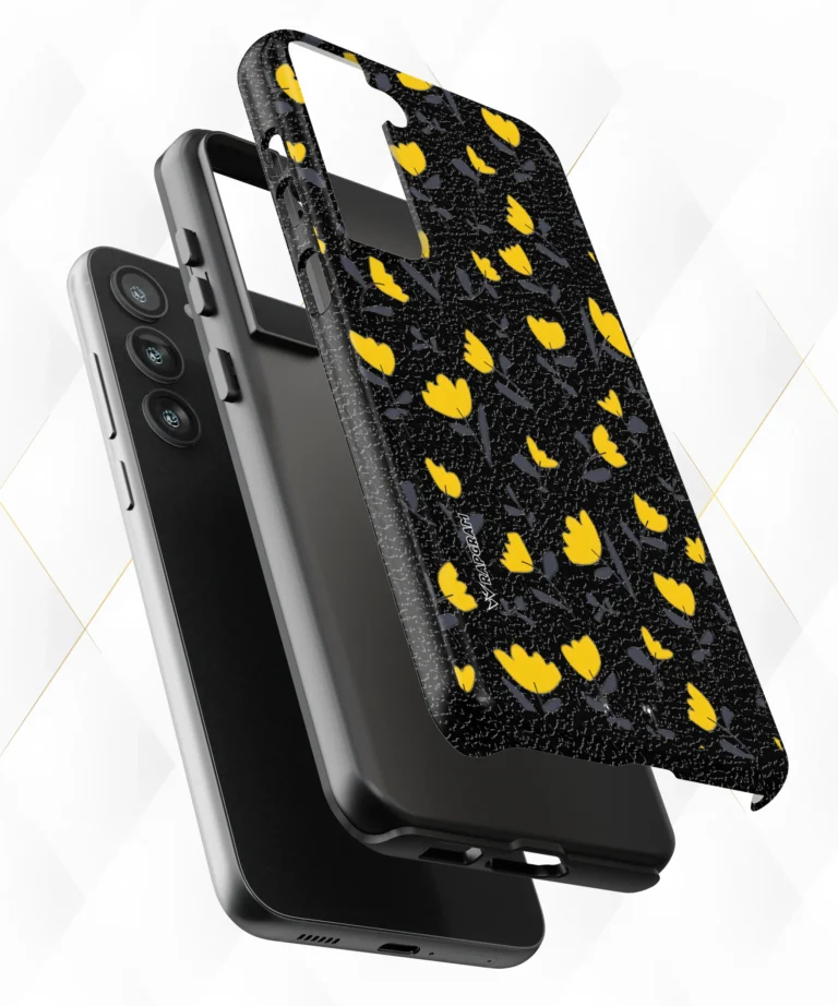 Tulips Shower Black Leather Case