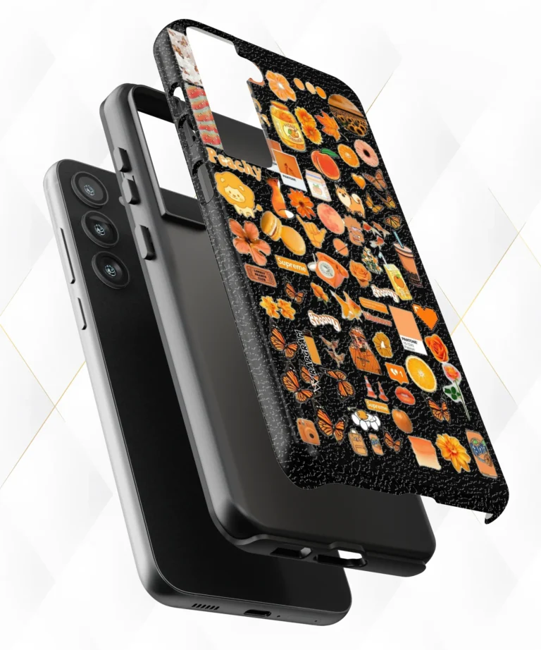 Peachy Snacks Black Leather Case