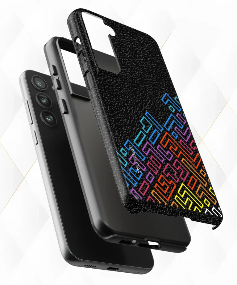 Neon Tetris Black Leather Case