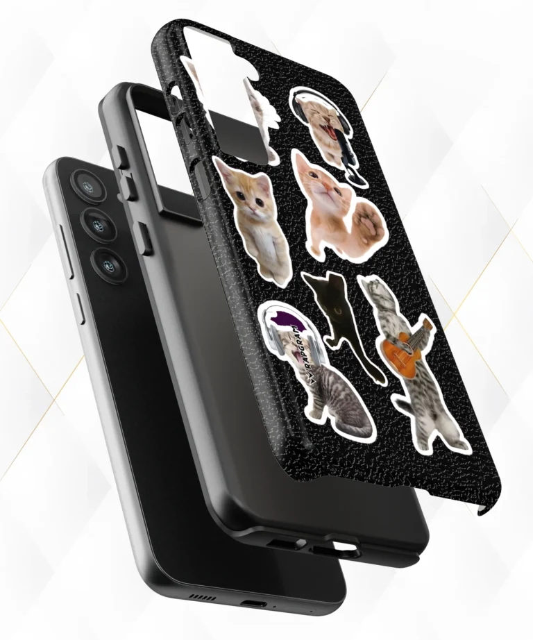 Cat Paws Black Leather Case