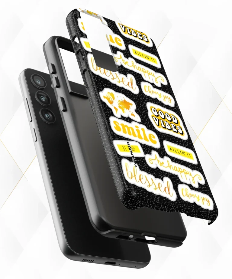 Yellow Blessed Black Leather Case