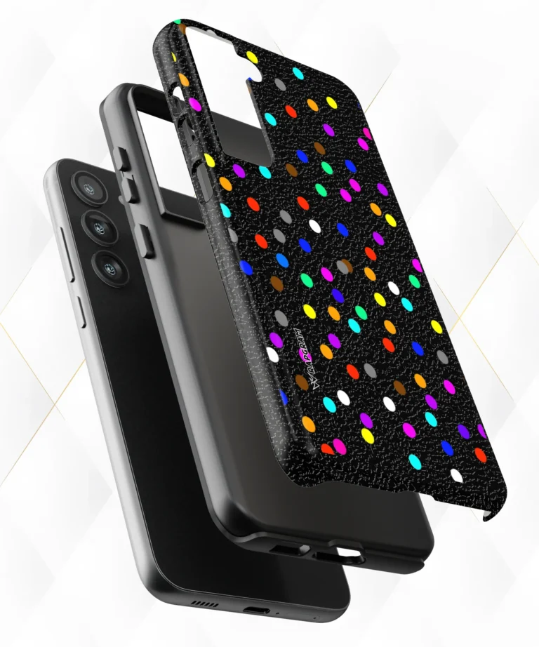 Pop Dots Black Leather Case