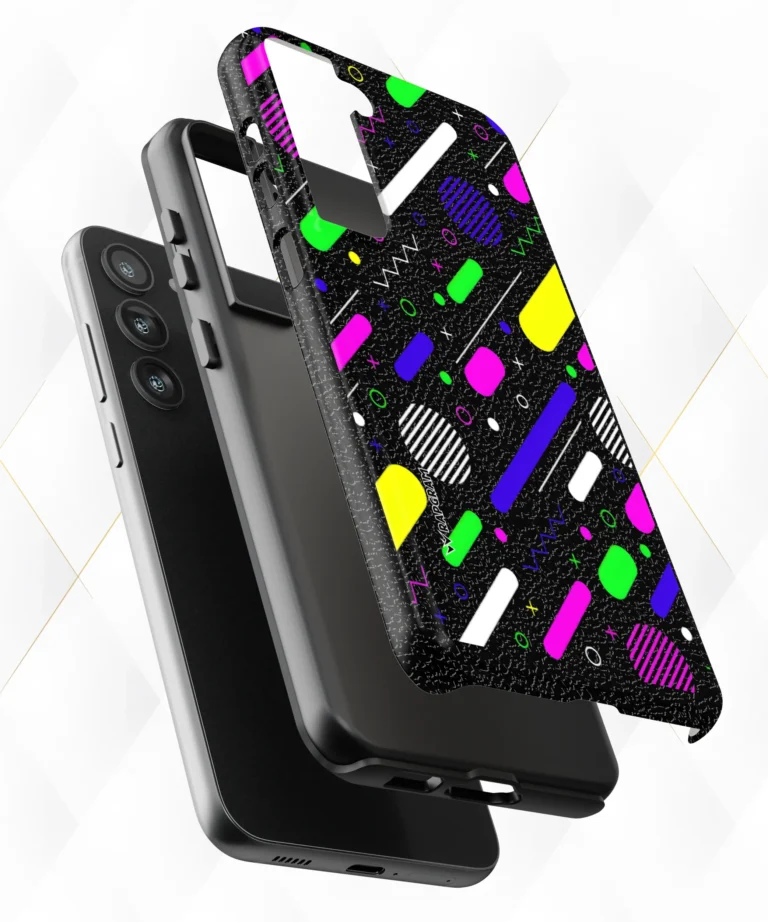 Digital Patterns Black Leather Case