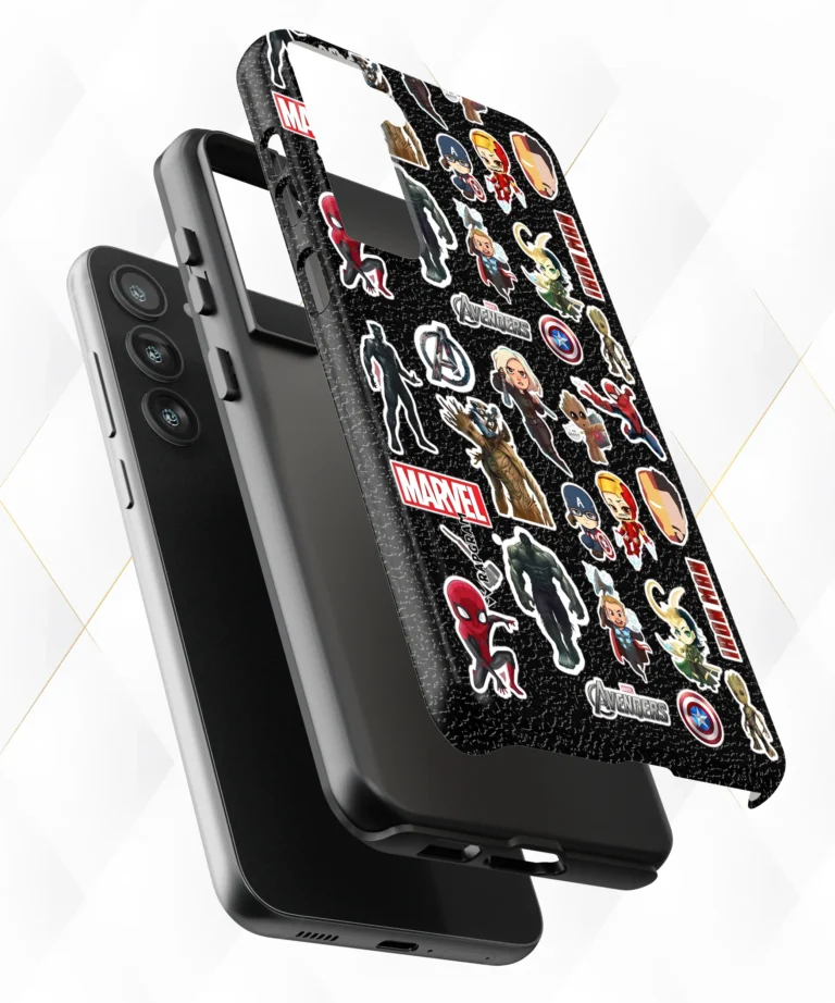 Superhero Figures Black Leather Case