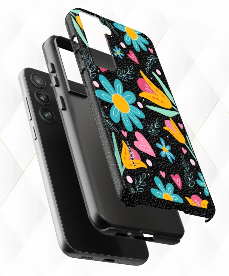 Color Petals Black Leather Case