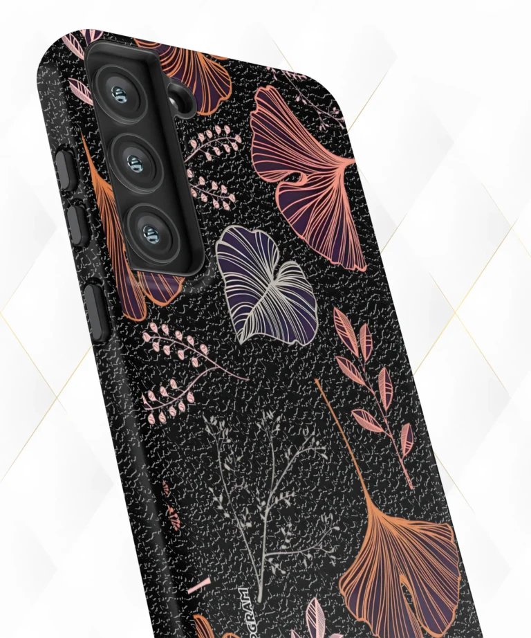 Black Leaves Black Leather Case