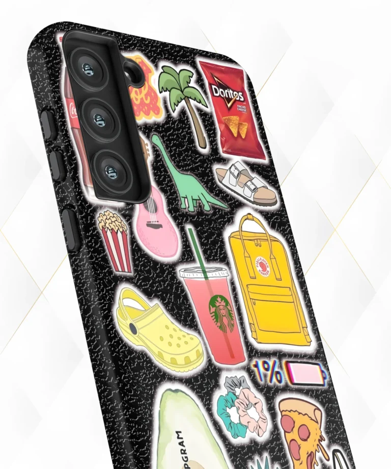 Drinks Snacks Black Leather Case