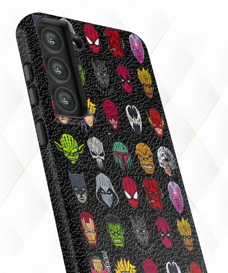 Masked Heroes Black Leather Case