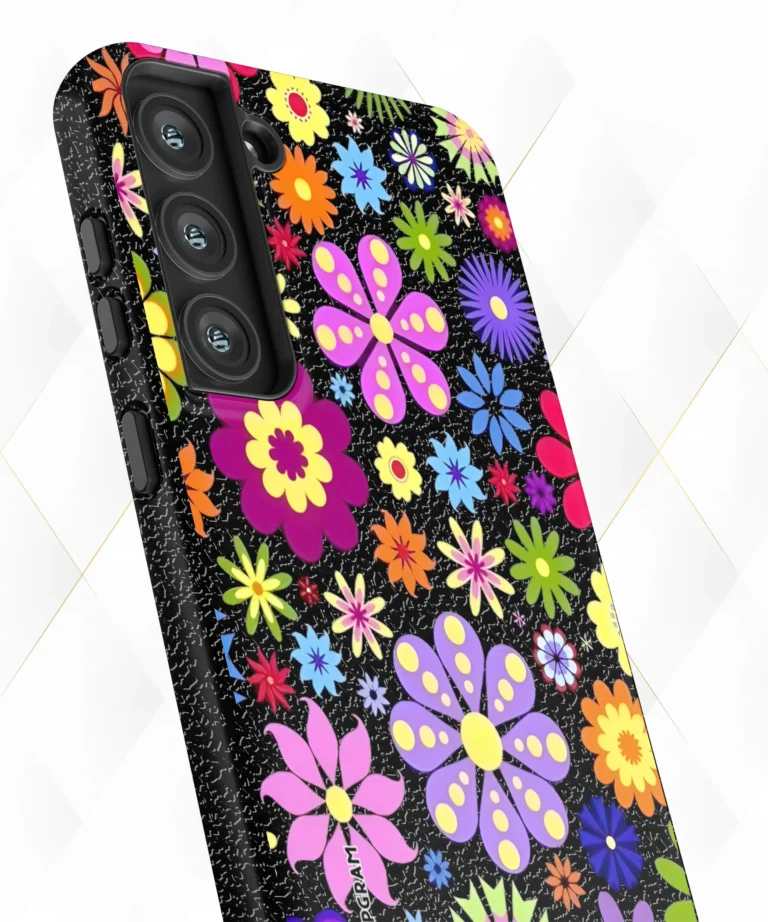 Flora Curls Black Leather Case