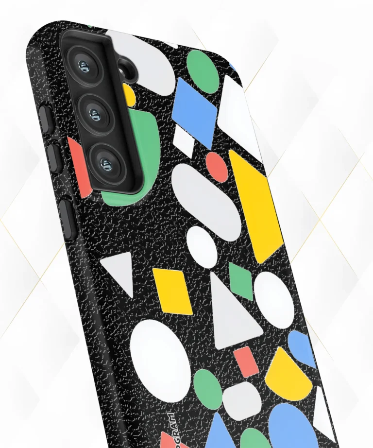 Colored Shapes Black Leather Case