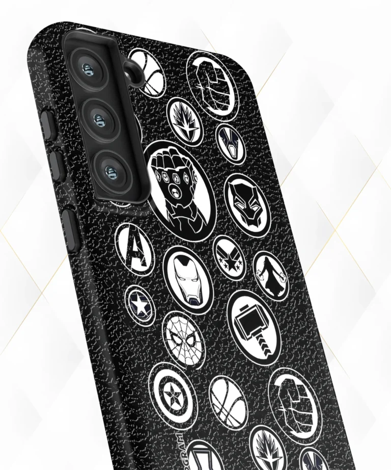 Avengers Badges Black Leather Case