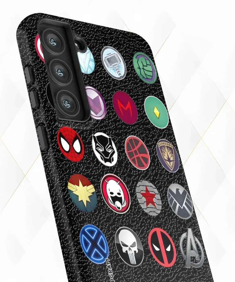 Marvel Badges Black Leather Case