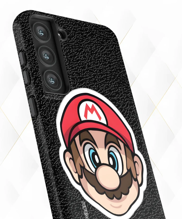 Mario Face Black Leather Case