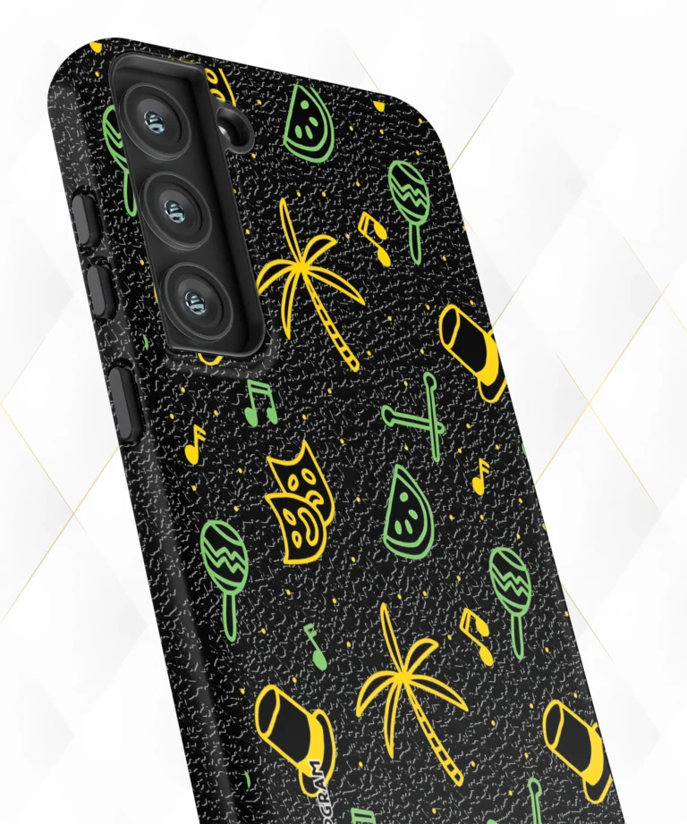 Neon Palms Black Leather Case