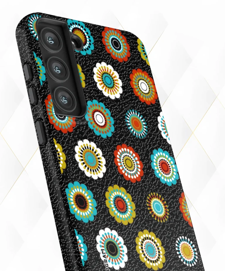 Rounded Swirls Black Leather Case