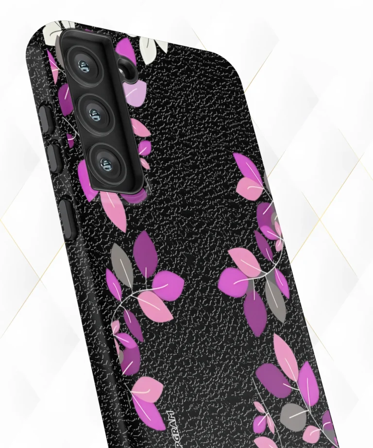 Shrub Violets Black Leather Case